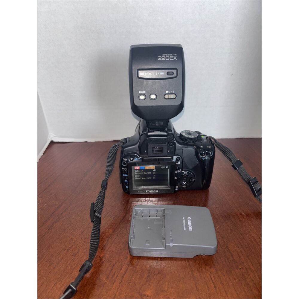 Canon DS126151 EOS Digital Rebel XTi Camera With ESF 18-55 Lens, Speedlite 220EX